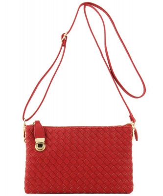 Fashion Woven Clutch Crossbody Bag WU112 RED